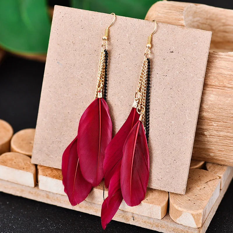 Colorful Feather Drop Earrings 5