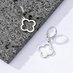 Drop Earrings with Four-Leaf Clover Silver