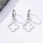 Drop Earrings with Four-Leaf Clover Silver