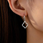 Drop Earrings with Four-Leaf Clover Silver