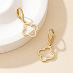 Drop Earrings with Four-Leaf Clover Gold