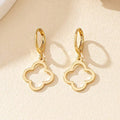 Drop Earrings with Four-Leaf Clover Gold
