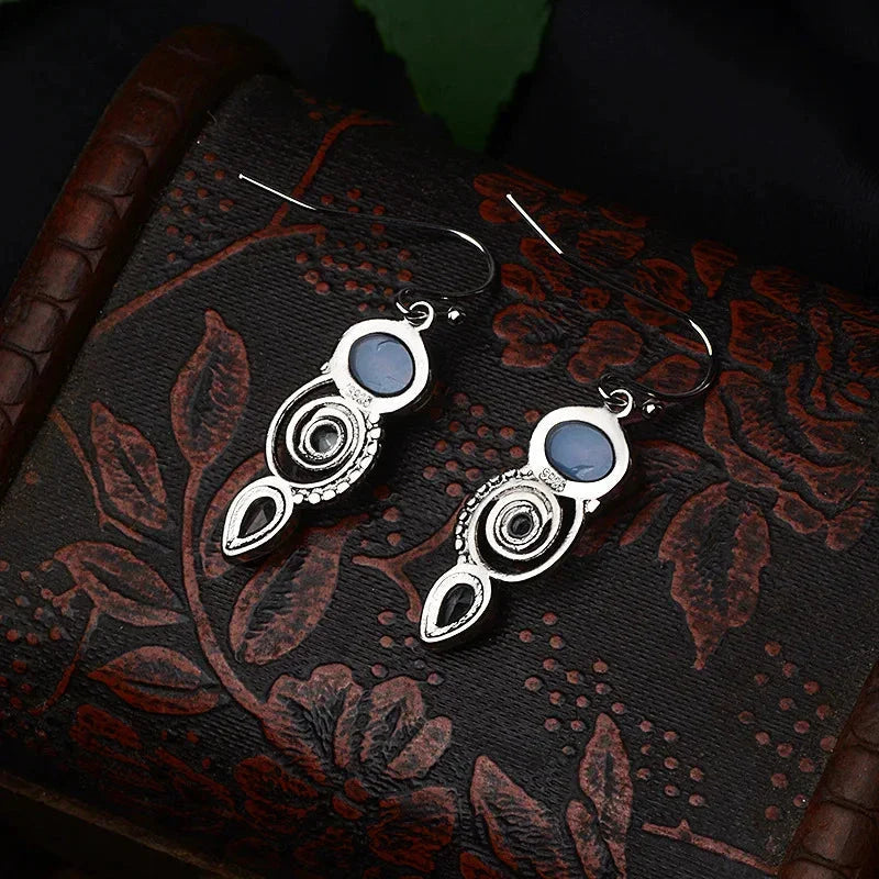 Dangling Earrings with Moonstone Zircon