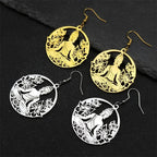 Buddha and Lotus Flower Drop Earrings gold