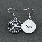 Vegvisir Viking Compass Dangle Earrings 