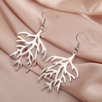 Coral Branch Dangle Earrings silver