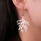Coral Branch Dangle Earrings silver