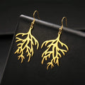 Coral Branch Dangle Earrings gold
