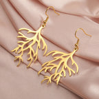 Coral Branch Dangle Earrings gold