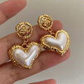 Heart Drop Earrings for Women in Gold
