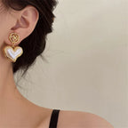 Heart Drop Earrings for Women in Gold