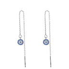 Long Blue Turkish Crystal Evil Eye Drop Earrings