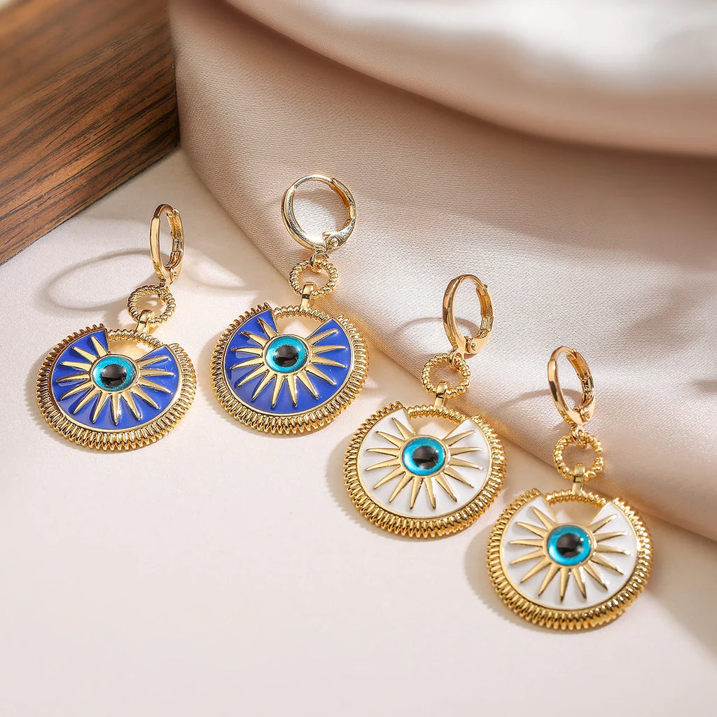 Dangling Evil Eye Earrings for Women white