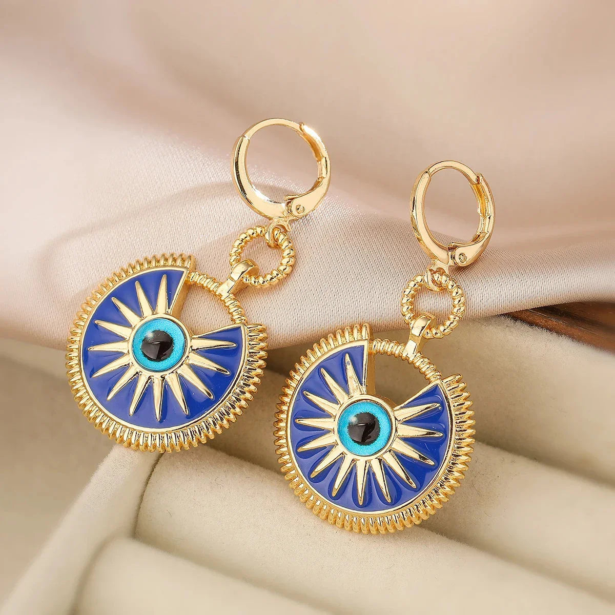 Dangling Evil Eye Earrings for Women blue