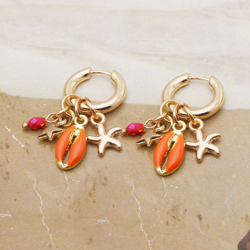 Dangling Cowrie Shell Earrings 