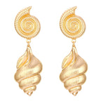 Shell Dangle Earrings with Conch Shells and Spirals