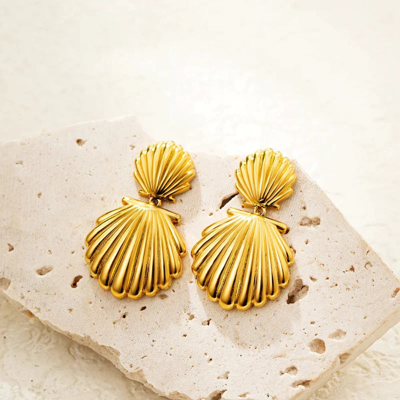 Dangling Earrings Scallop Shell Seashell Woman