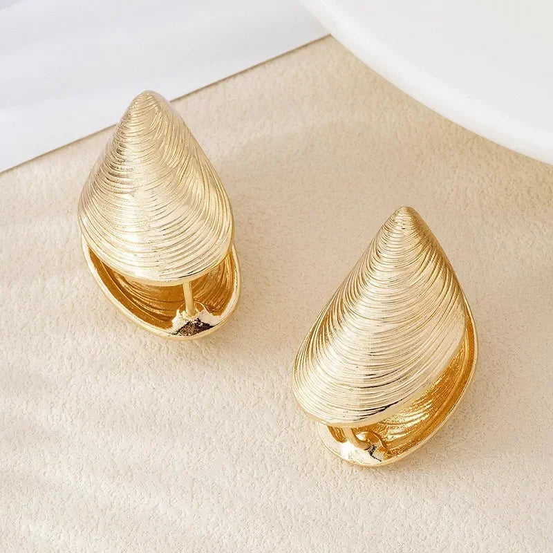 Gold Mussel Shell Dangle Earrings