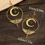 Moon Crescent and Moth Dangle Earrings