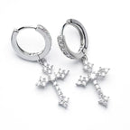 Christian Cross Zircon Dangle Earrings