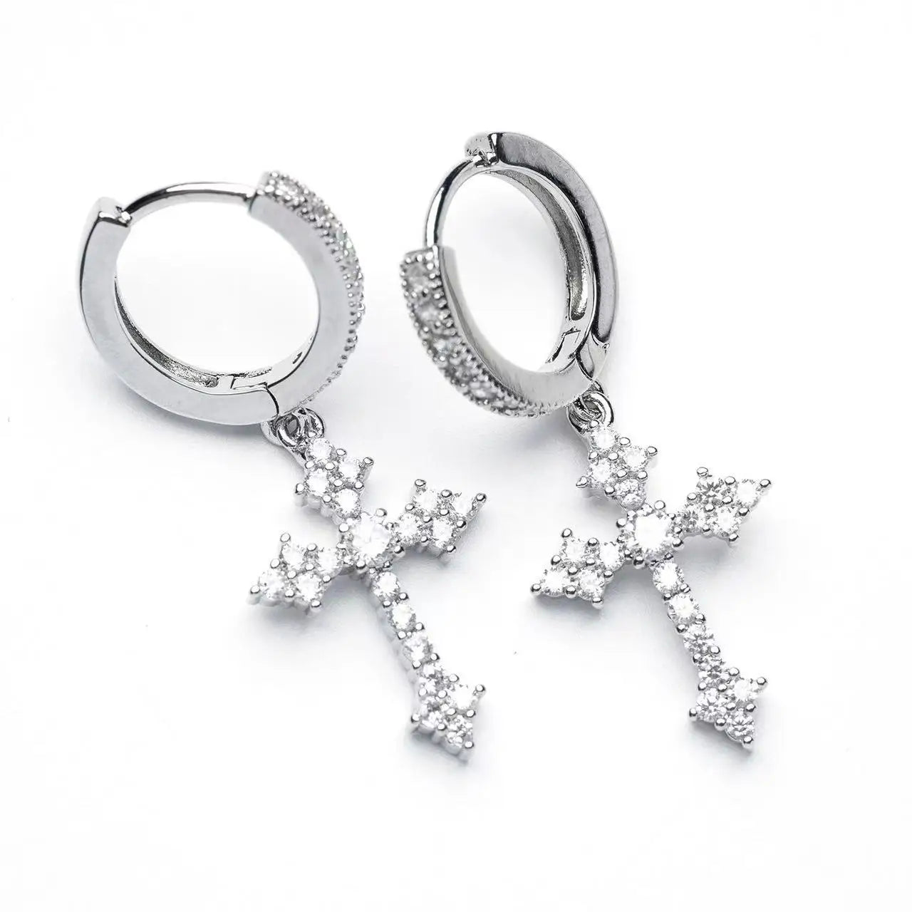 Christian Cross Zircon Dangle Earrings