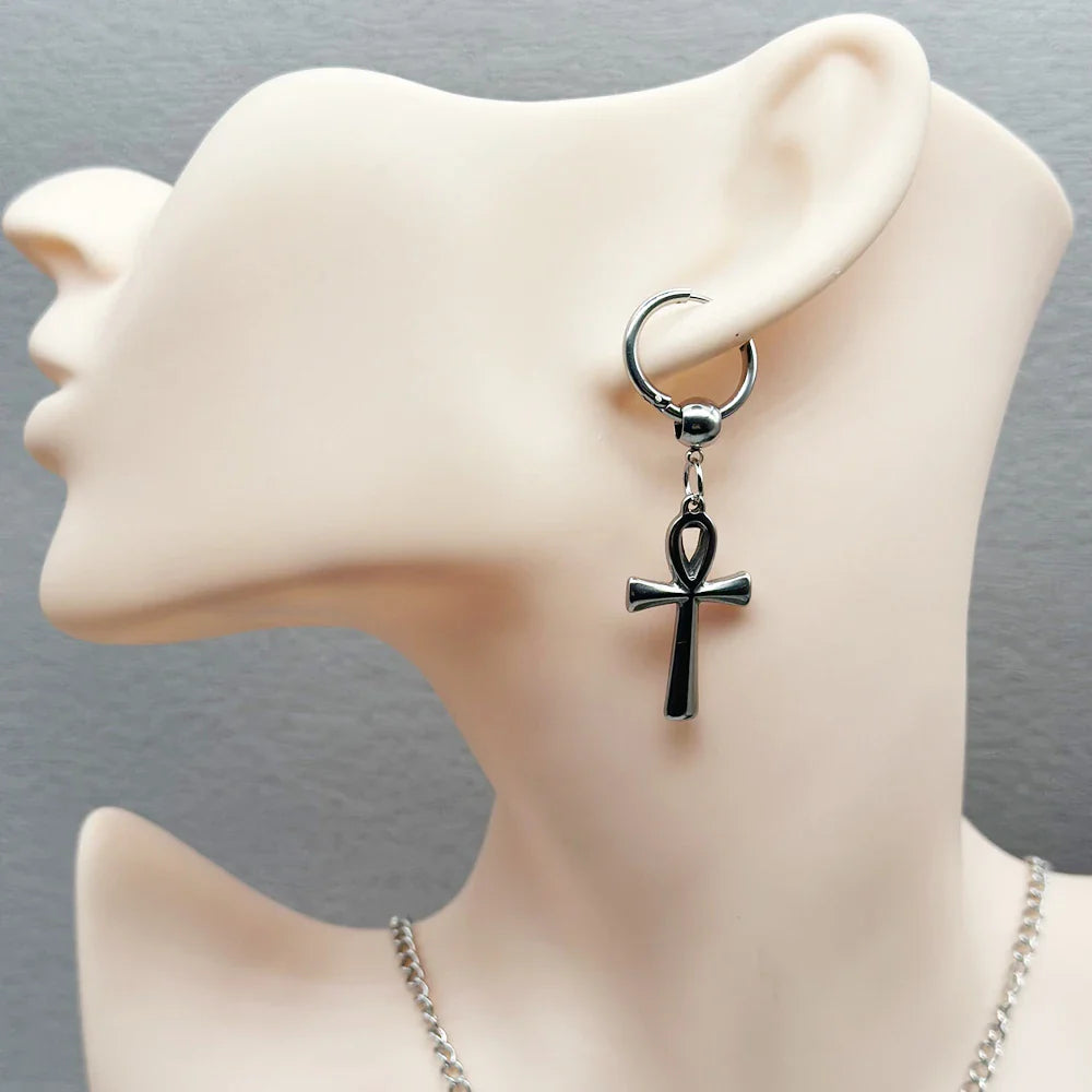 Ankh Cross Drop Earrings 2