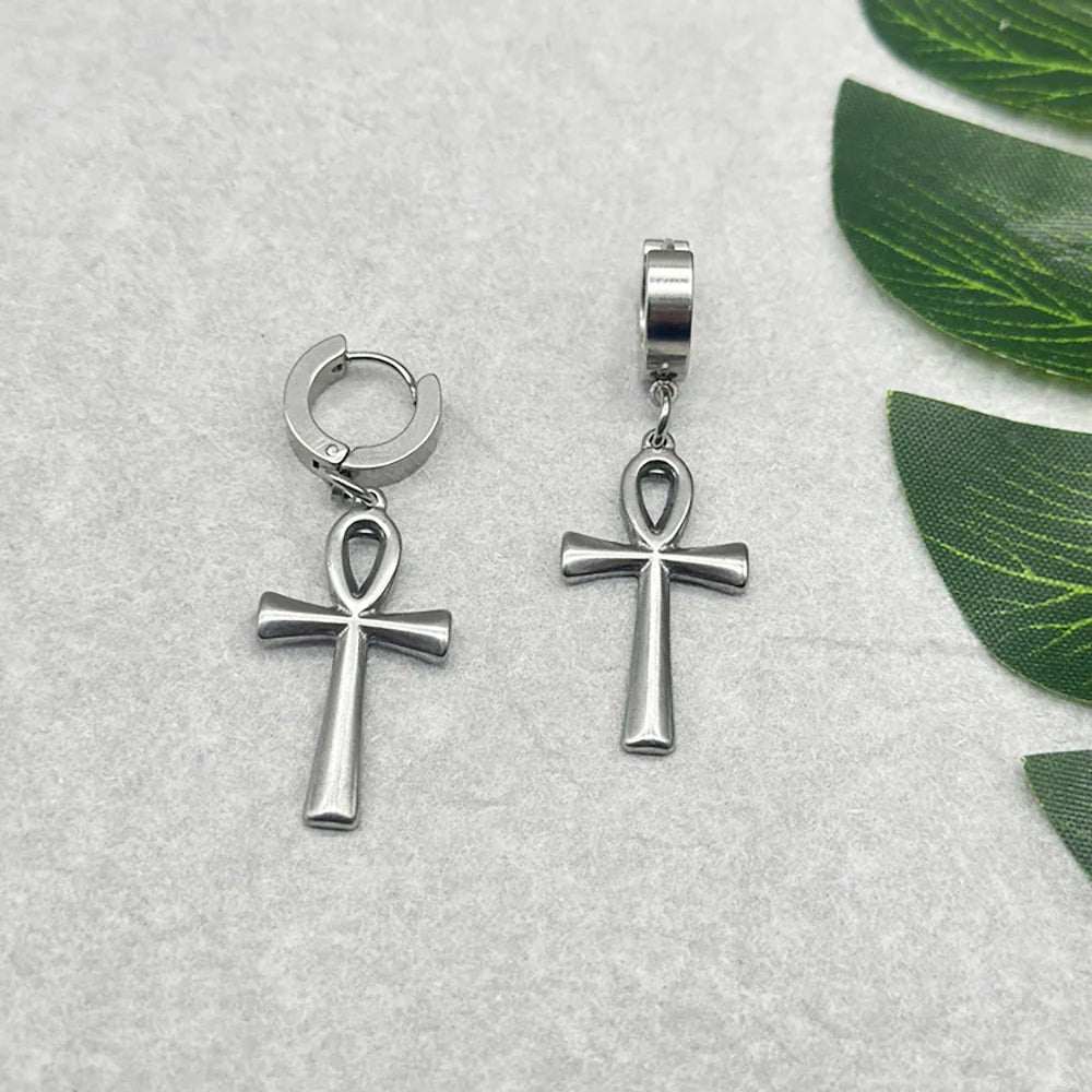 Ankh Cross Drop Earrings 1