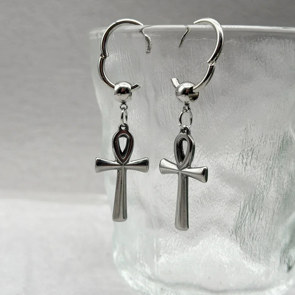 Ankh Cross Drop Earrings 2