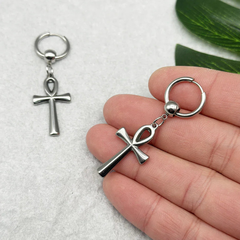Ankh Cross Drop Earrings 2