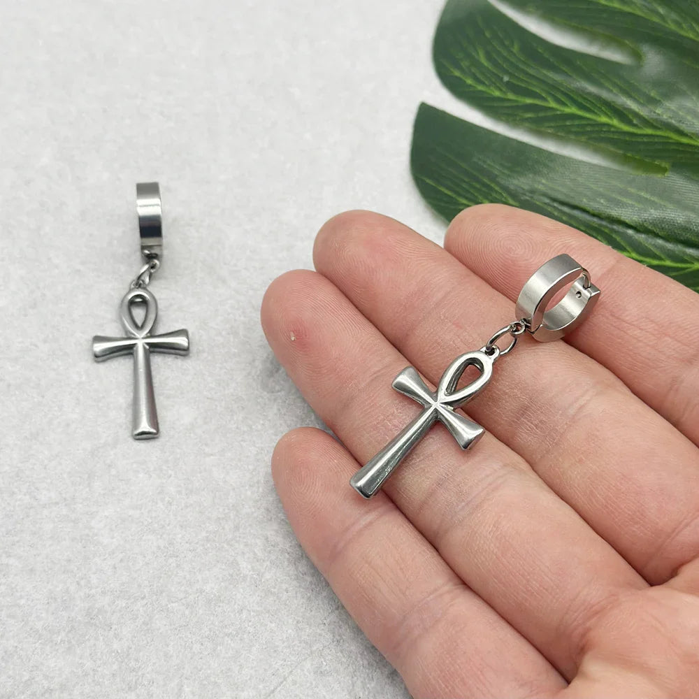 Ankh Cross Drop Earrings 1