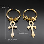 Ankh Cross Dangle Earrings for Men or Women