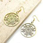 Metatron Cube Drop Earrings gold