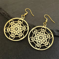 Metatron Cube Drop Earrings gold