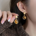 Women's Protective Dangle Earrings Tiger's Eye
