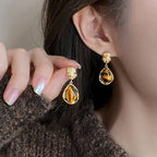 Women's Protective Dangle Earrings Tiger's Eye