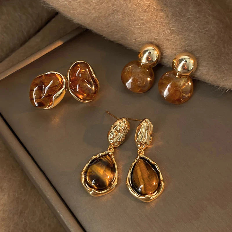 Women's Protective Dangle Earrings Tiger's Eye