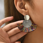 Bohemian-Style Fan Drop Earrings in Multicolor