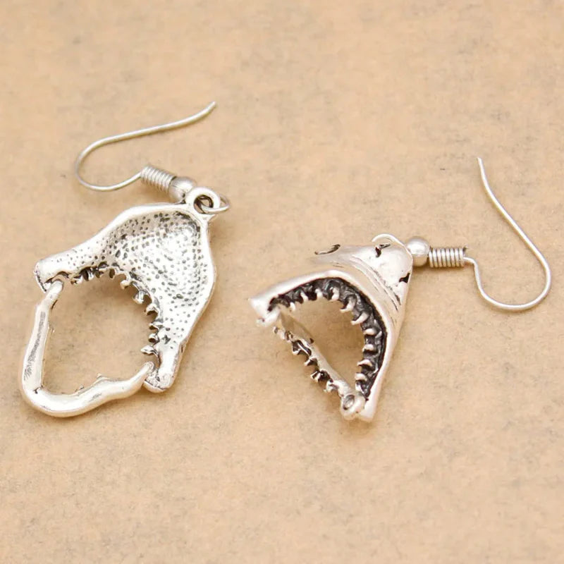 Shark Tooth Drop Earrings silver