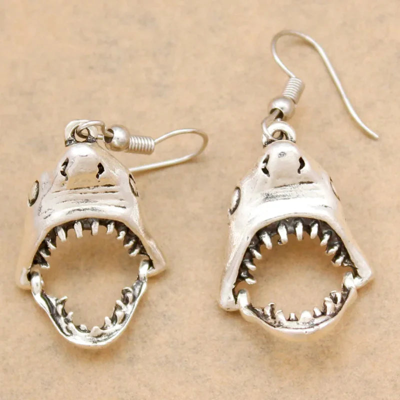 Shark Tooth Drop Earrings silver