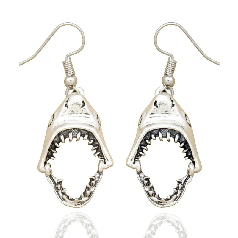 Shark Tooth Drop Earrings silver