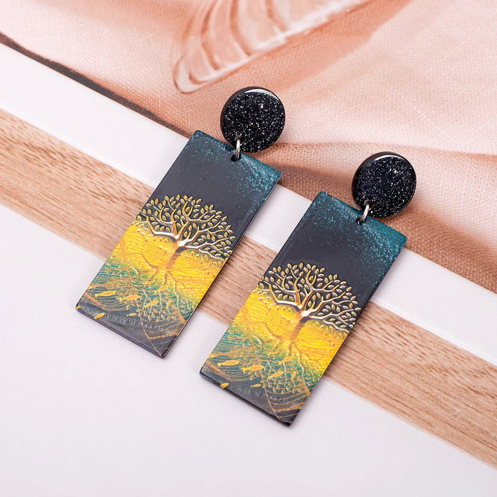 Dangle Acrylic Tree of Life Earrings