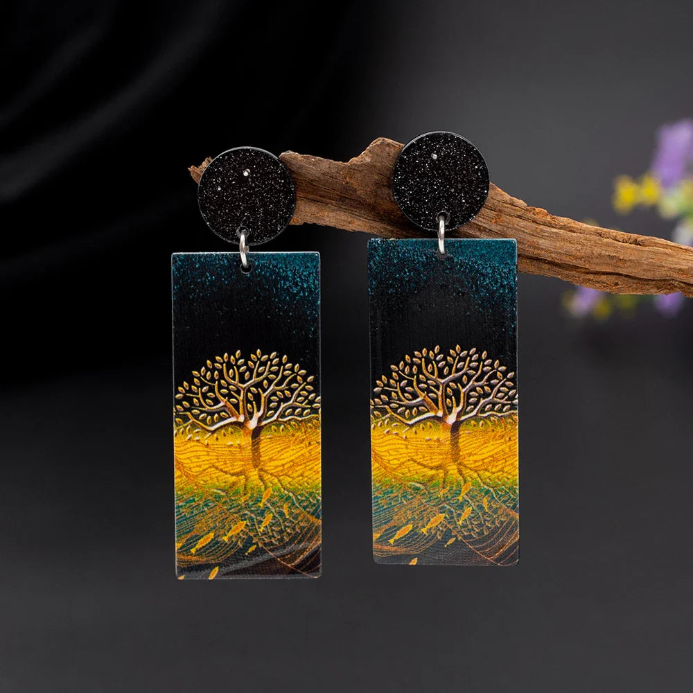 Dangle Acrylic Tree of Life Earrings