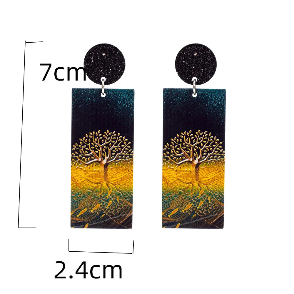 Dangle Acrylic Tree of Life Earrings