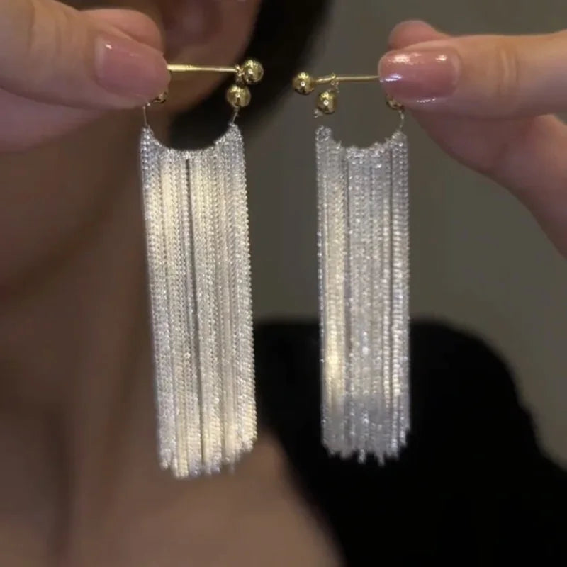 Silver Chain Dangle Earrings for Women