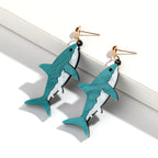 Blue shark dangle earrings