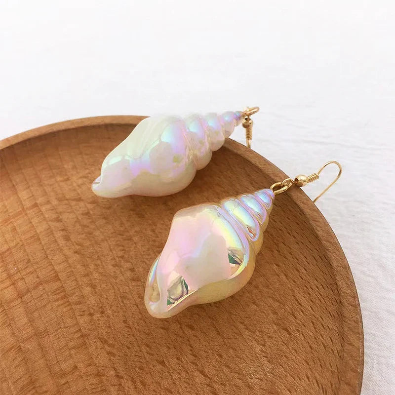 Shell Snail Mother-of-Pearl Dangle Earrings