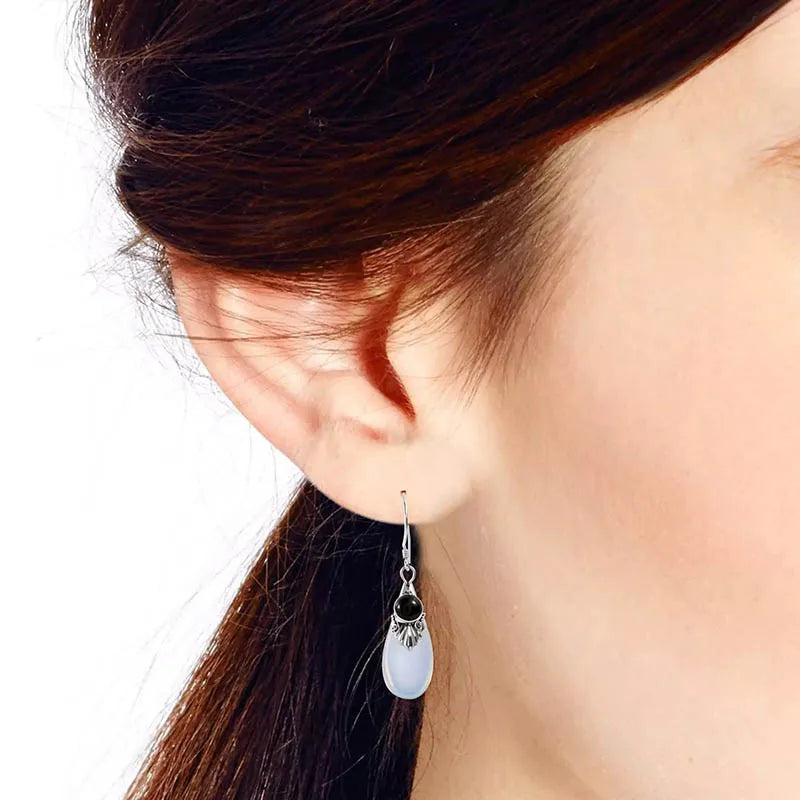 Moonstone Dangle Earrings and Zircon 2