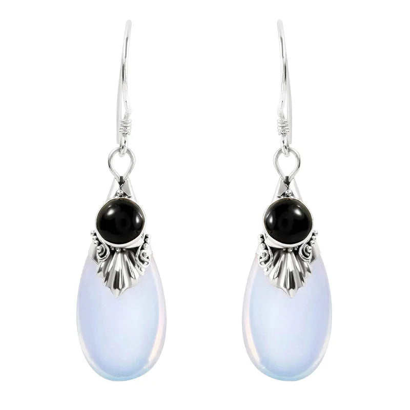 Moonstone Dangle Earrings and Zircon 2