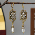Asymmetrical Ethnic White Dangle Earrings