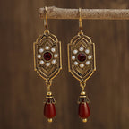 Asymmetrical Ethnic Red Dangle Earrings